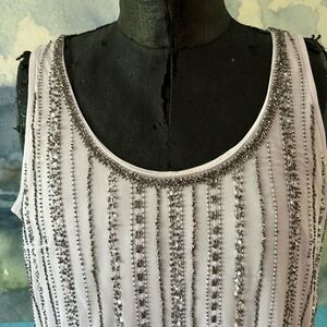White House Black Market S Pale Lavender with Beaded Silver Embellishments
